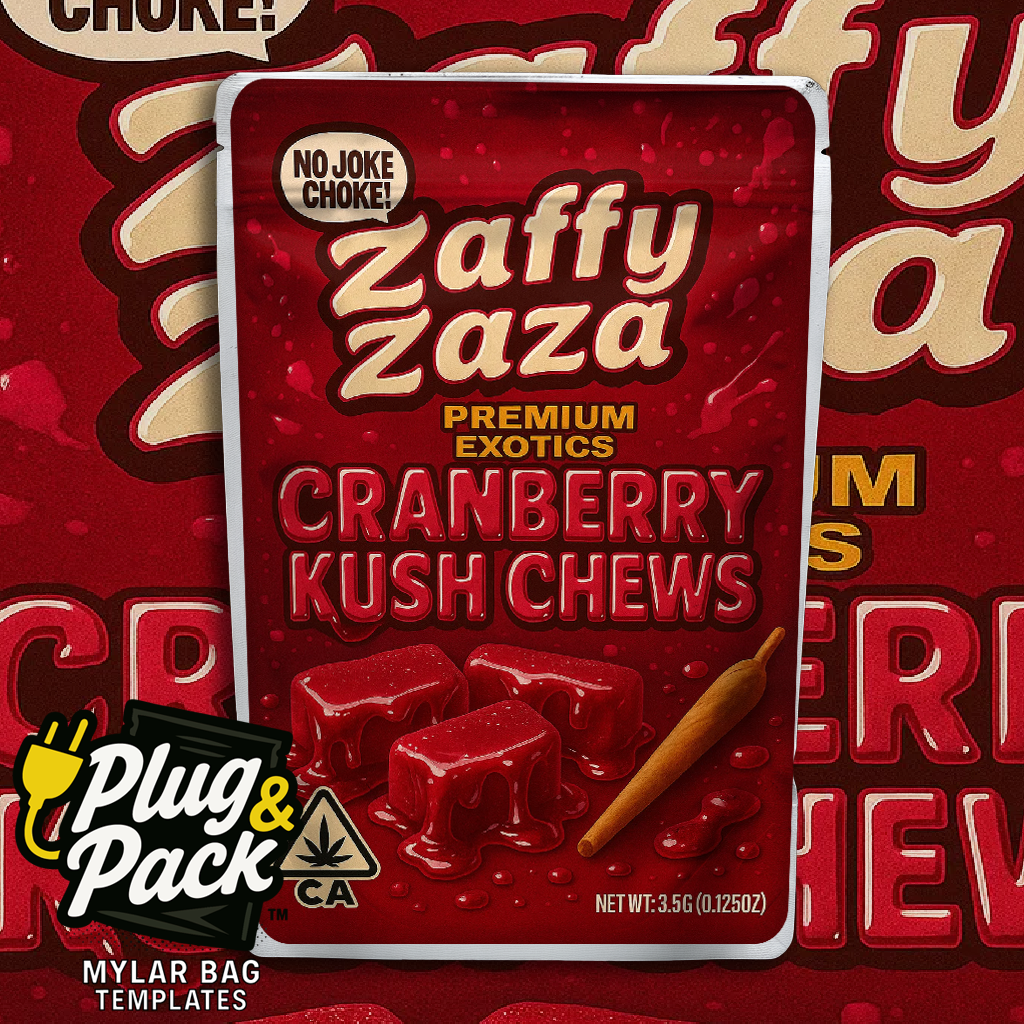 Zaffy Zaza Cranberry Kush Chews (Digital Bag Template)