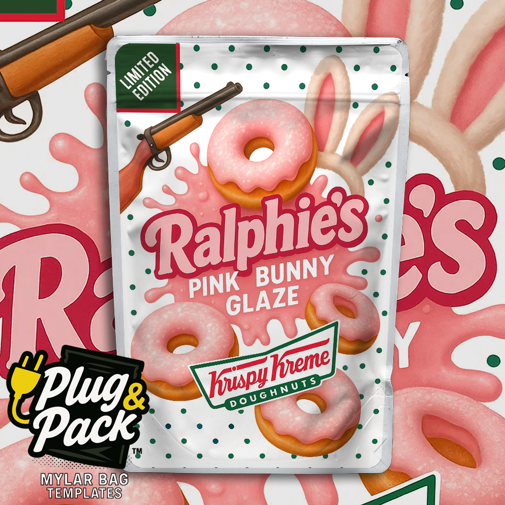 Ralphie's Pink Bunny Glaze Donut (Digital Bag Template)