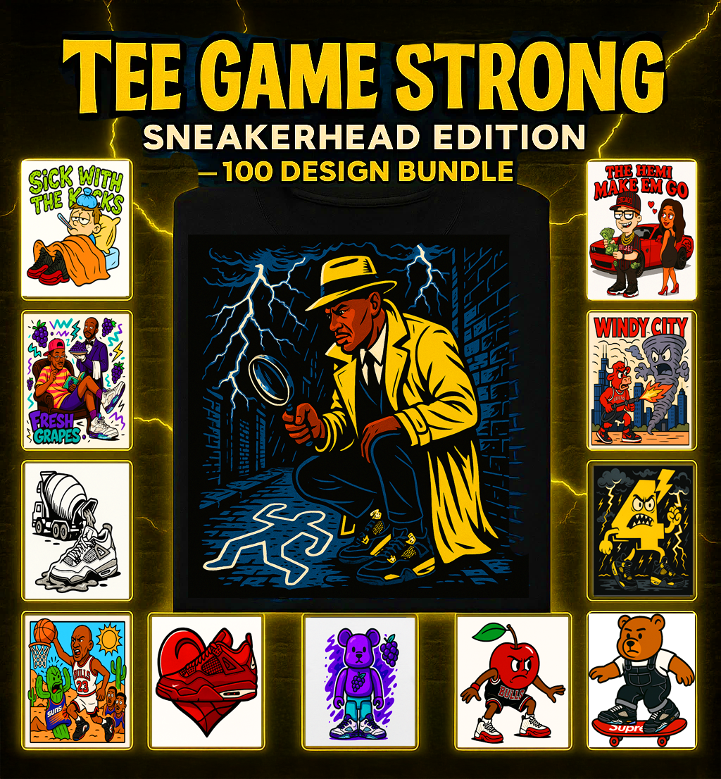 Tee Game Strong: 100 Sneaker T-Shirt Designs Bundle for POD, DTF & DTG Printing