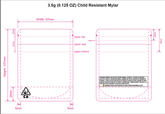 The 3.5g Pro Pack:Mylar Bag PSD Template