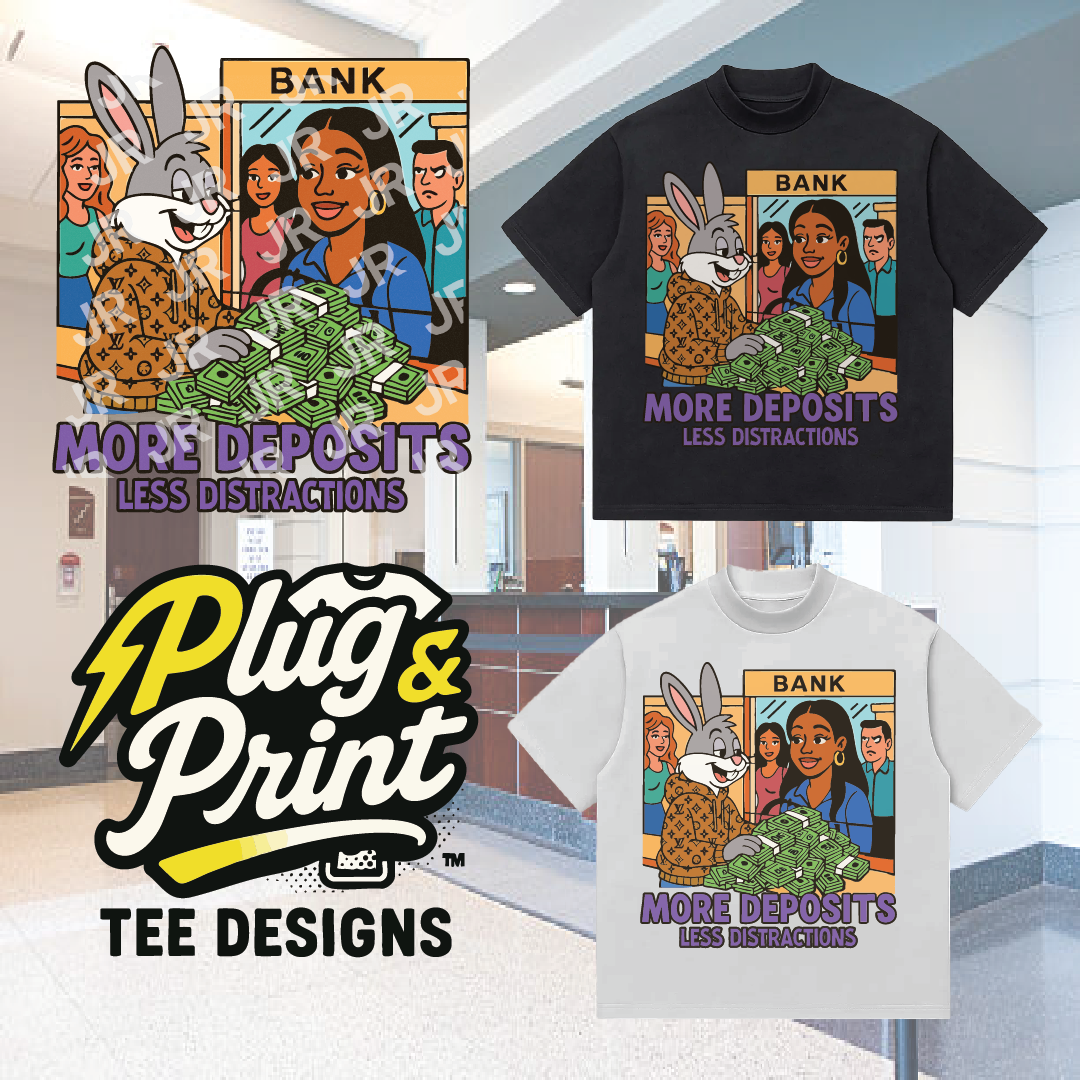 "More Deposits" Premade T-Shirt Graphics for DTF, DTG, and Print-on-Demand Hustlers