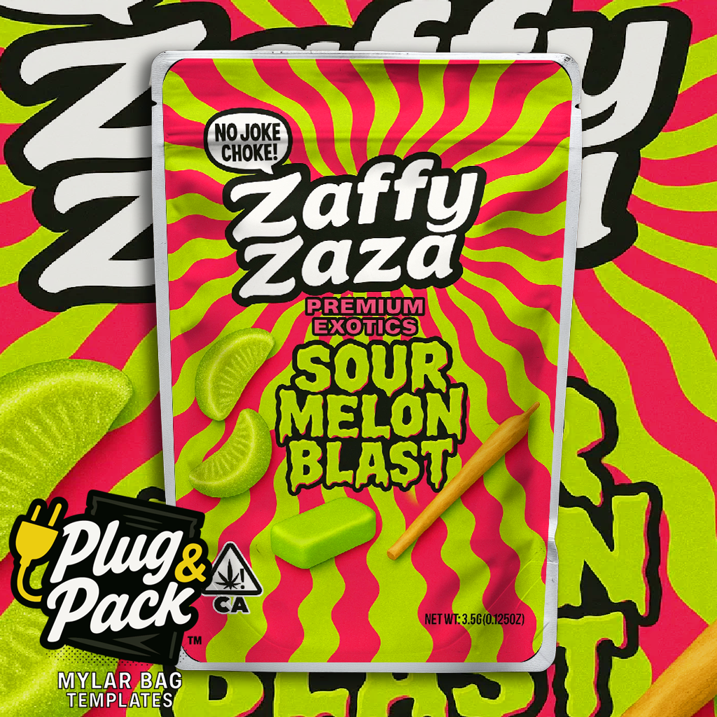 Zaza Zaffy Sour Melon Blast (Digital Bag Template)
