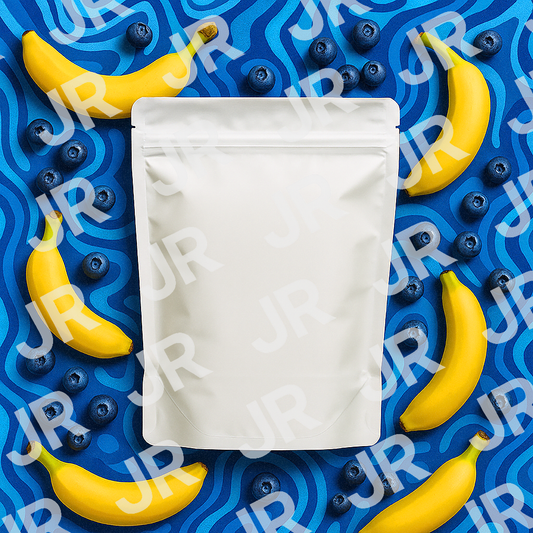 "Blueberry Banana" Mylar Bag Mockup Bundle – High-Resolution Editable PNG Templates