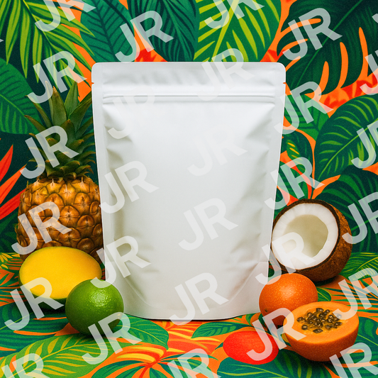 "Tropical Studio Scene" Mylar Bag Mockup Bundle – High-Resolution Editable PNG Templates