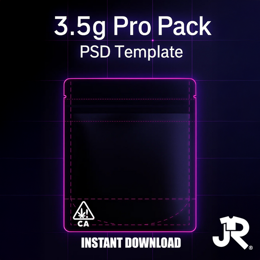 The 3.5g Pro Pack:Mylar Bag PSD Template