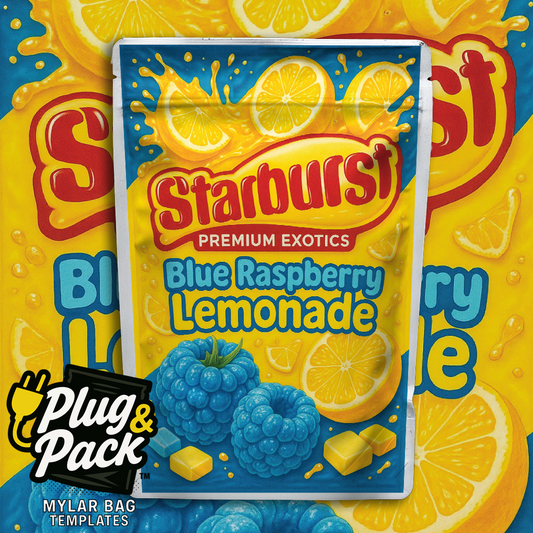 Starburst Blue Rasberry Lemonade (Digital Bag Template)