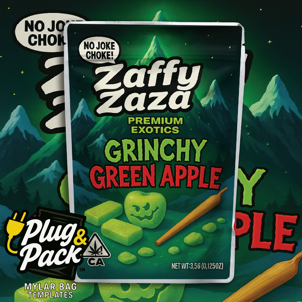 Zaffy Zaza Grinchy Green Apple (Digital Bag Template)
