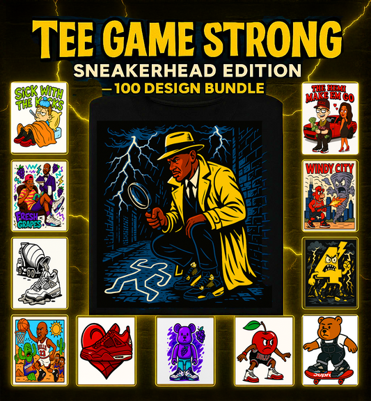Tee Game Strong: 100 Sneaker T-Shirt Designs Bundle for POD, DTF & DTG Printing
