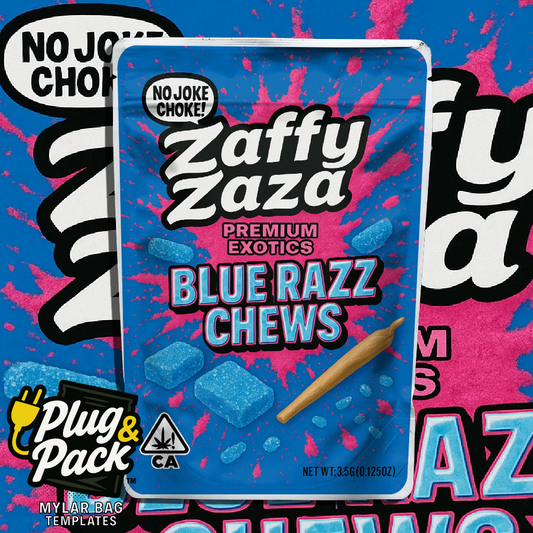 Zaza Zaffy Blue Chew Razberry (Digital Bag Template)