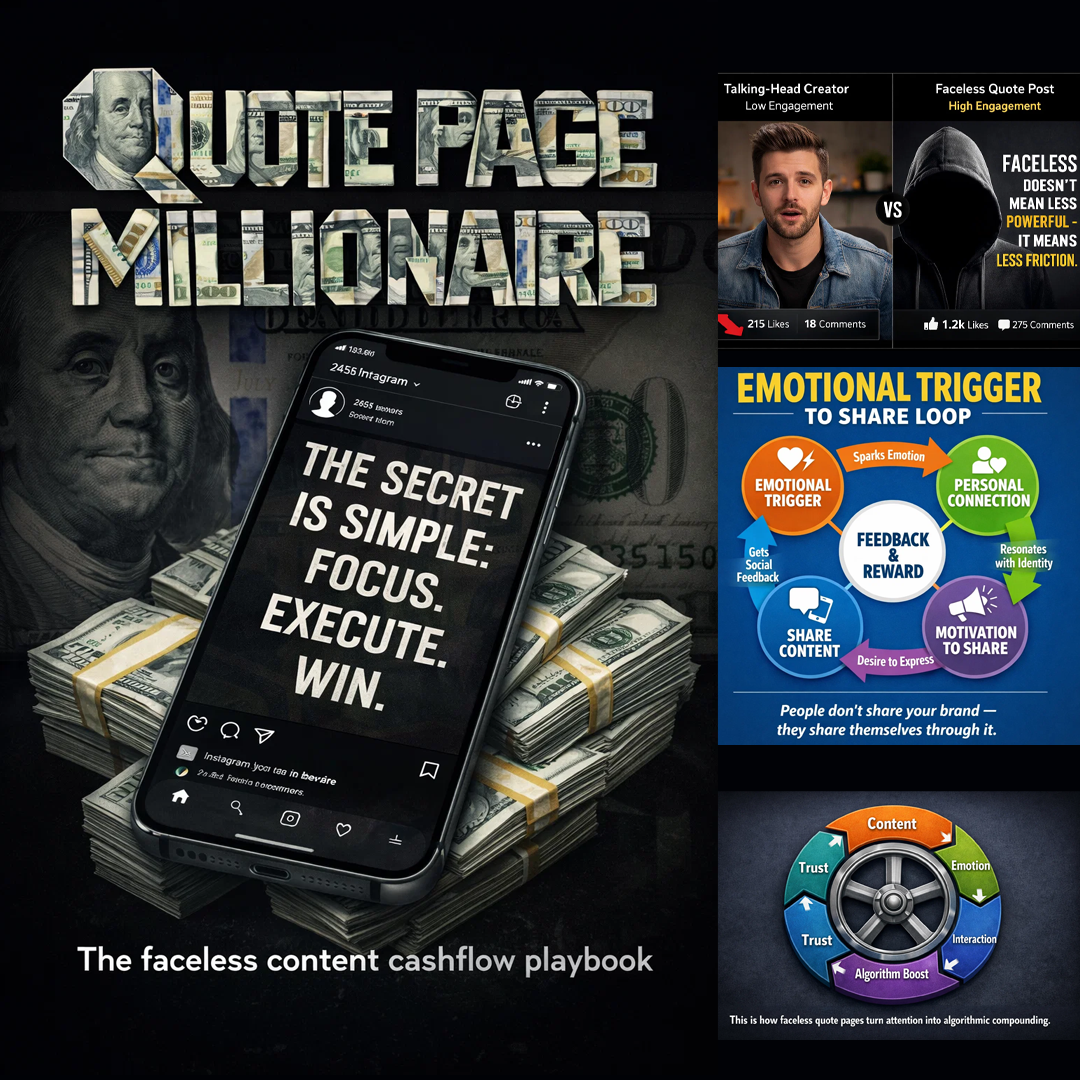Quote Page Millionaire: The Faceless Content Cash Playbook [Digital PDF Guide]