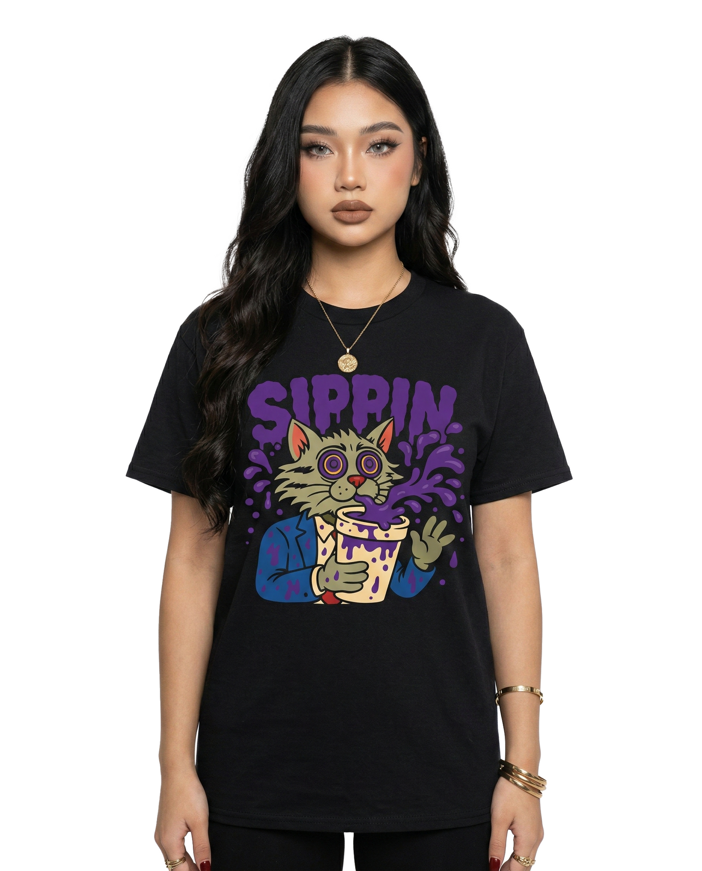 'SIPPIN' Frizz the Kat Collection T-shirt
