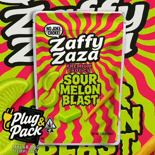 Zaza Zaffy Sour Melon Blast (Digital Bag Template)