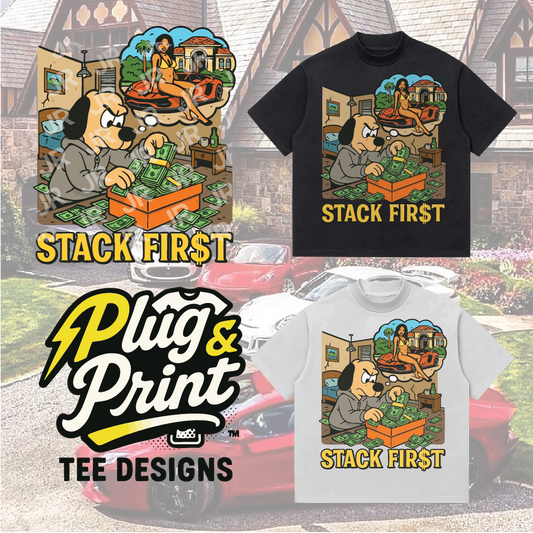 "Underdog Stack First" Premade T-Shirt Graphics for DTF, DTG, and Print-on-Demand Hustlers